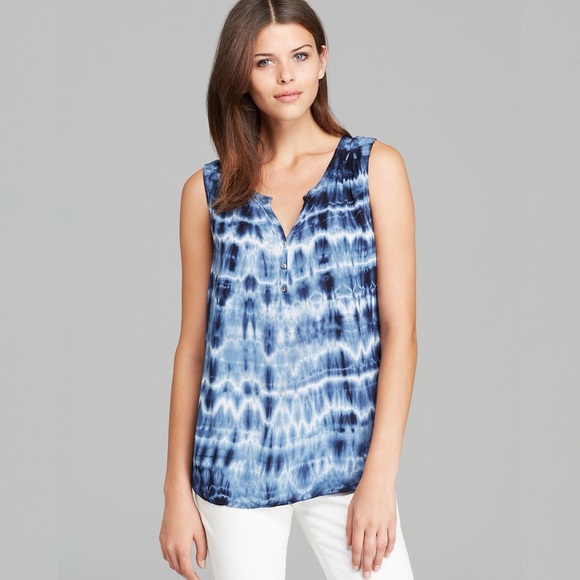 Velvet by Graham & Spencer Momo Blue Tie Dye Sleeveless Top Small - Picture 1 of 8